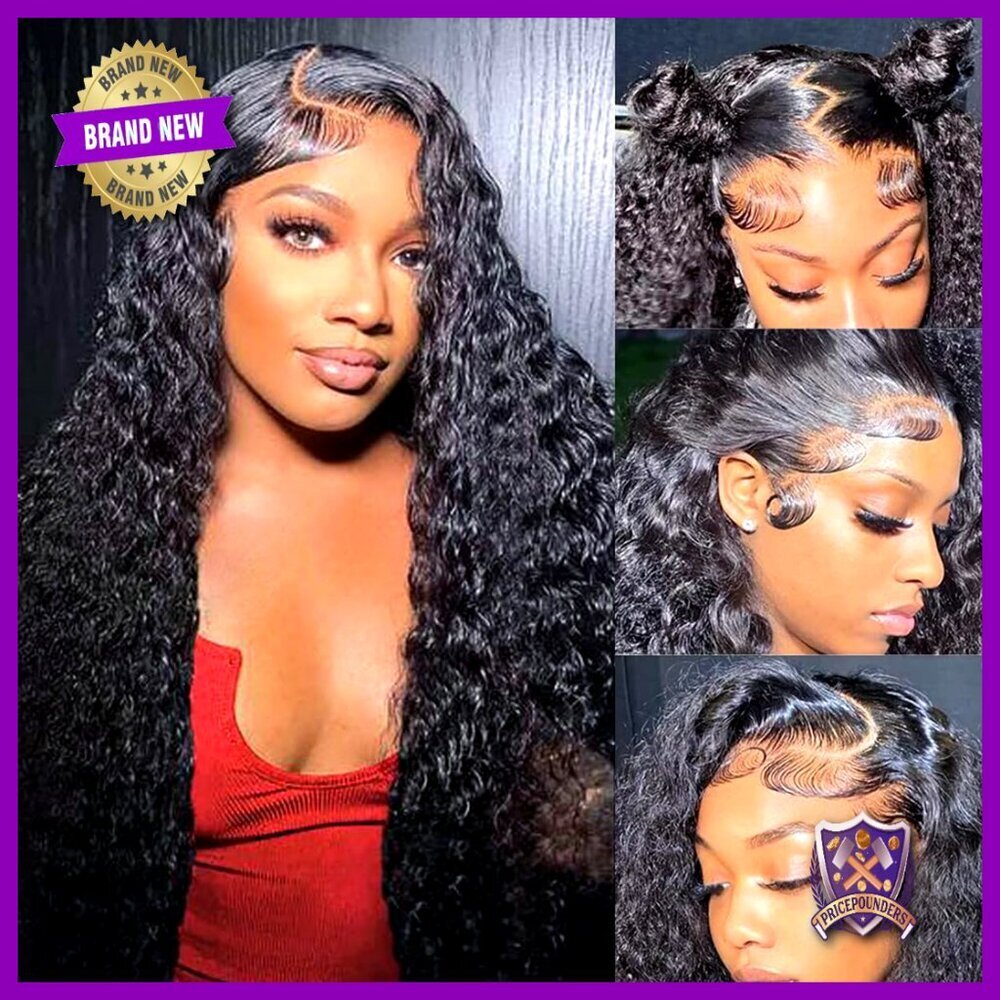 Human Hair Water Wave Lace Front Wig Glueless Pre Plucked 180% Density